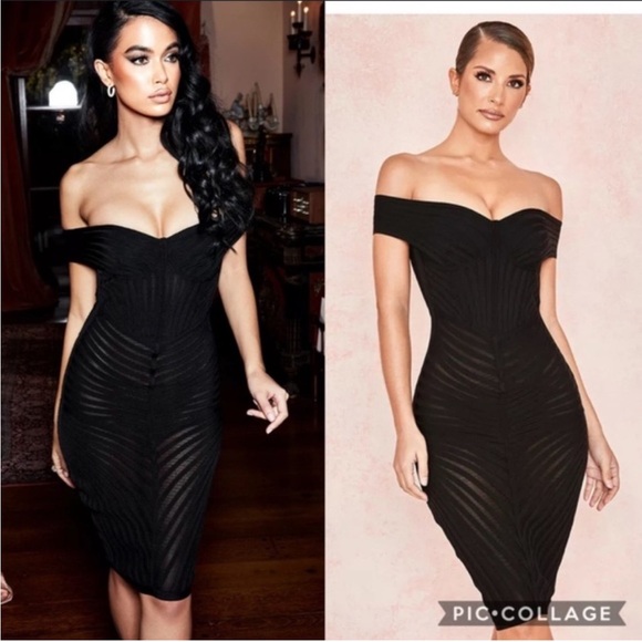 House of CB Black Semi Sheer Bandage Dress - Picture 5 of 7